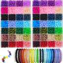2800PCS 6mm Glass Beads for Jewelry Making, 56 Colors Crystal Beads Bracelets Making Kit, 2 Box Round Beads Suitable for Beginners