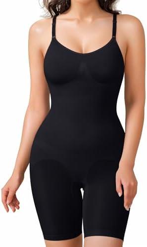 BRABIC Waist Trainer Bodysuit for Women Tummy Control Shapewear Round Neck Seamless Butt Lifter Full Body Shaper XL