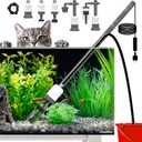 Crazyboy Fish Tank Vacuum - 6-in-1 Automatic Removable Vacuum Electric Tool Aquarium Gravel Cleaner 30W Strong Suction Electric Cleane.(White-504)