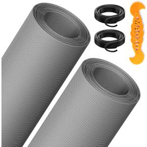 2PACK MAGZO Window&Door Screen Replacement Kit, 48''W x 99''L, with Retainer Spline (Total 65.6 FT) and Press-Fit Roller Tool, Scratch-Proof Polyester, Mesh Roll Repair for Patio, Pet Friendly, Grey