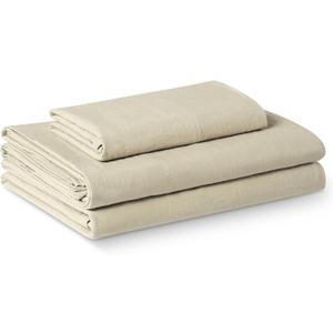 Amazon Basics Brushed Microfiber Sheet Set, Extra Soft with Natural Texture, 3-Piece, Twin XL, Beige