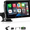Apple Carplay Screen for Car, 7" Wireless Carplay & Android Auto Car Stereo, Portable Touchscreen with Mirror Link/GPS Navigation/AUX/Voice Control/Bluetooth for All Vehicles