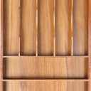 Bellsal Bamboo Silverware Organizer, 12"x15.7" Utensil Holder Cutlery Tray with Grooved Drawer Dividers for Kitchen Flatware, Bedroom, Office (7 Slot, Acacia)