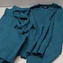 ZESICA Women's 2 Piece Outfits Set 2026 Casual Long Sleeve Knit Pullover Top and Wide Leg Pants Sweatsuit Lounge Sets (Medium, Teal)