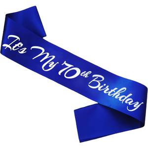 It's My 70th Birthday Sash, Royal Blue Birthday Sash for 70th Birthday Party Supplies, Birthday Gifts for Girl or Boy 70th Birthday Party Favors