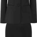 Hobemty Women's Skirt Suit Set 2 Piece Outfit Business Work Blazers and Pencil Skirts with Brooch Pin (XX-Large, Black)