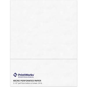 PrintWorks Professional 3 1/2" Horizontal Perforated Paper 8.5 x 11 - Perfect For W-2, 1099, & Statement Use - Made in the USA - 500 Sheets - 24 lb - Printer Compatible - White (04130)