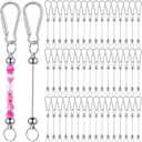 50 Pcs Beadable Keychain Bars Bulk DIY Blank Beadable Keychains Creative Customized Keychains Bar Keychain Making Kit for Women Man Jewelry Making Gift