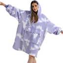Krifey Wearable Blanket Hoodie, Oversized Sherpa Fleece Sweatshirt with Giant Pocket, Birthday Gifts for Women, Mom, Sister, Purple Cloud