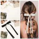 2 x 4Pack Satin Hair Bow Clips with Long Tail, Bowknot Ribbon Tassel Hair Clip, Bridal Hair Accessories Gift for Women Girls