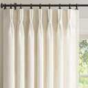 Pinch Pleated Linen 96 inch Long Curtains for Living Room Bedroom 2 Panels Neutral Cream Beige Thick Linen Textured Farmhouse Pleat Curtain with Hooks Rings Back Tab Light Filtering Drapes 8 FT