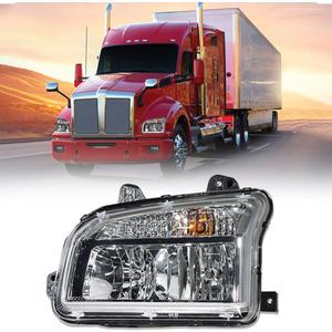 Chrome Headlights Fits Kenworth T880 2014-2023 Headlights Assembly Lamps for Kenworth T880 Replacement Driver Left Side T880 Semi Truck Accessories (LH)
