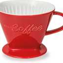 Creano XXL Porcelain Coffee Dripper Red - Ceramic Cone Brewer - Pour Over Coffee Maker - Filter Size 4 - huge and heavy quality 800gr/28oz - 6 Colours availeble