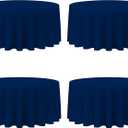 BRILLMAX 4 Pack Navy Blue Round Tablecloths 132 Inch - Circle Bulk Linen Polyester Fabric Washable Table Cloth Cover for Wedding Reception Banquet Birthday Party Buffet Restaurant