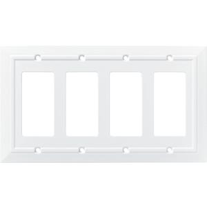 Brass Classic Architecture (1-Pack) Decorative Light Switch Cover Pure White 4-Gang Decorator/Rocker Wall Plate Quad Switch Plate Cover Electrical Outlet Guard