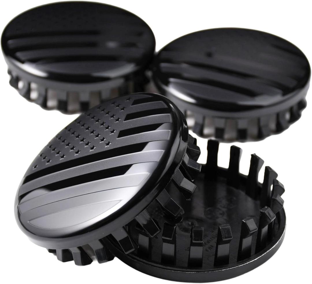 (Set of 4) for Chevrolet 3 1/4 inches=83mm Blackout American USA Flag Wheel Center Caps Covers HubCap fit Most 18"&20"&22" Rims for Suburban Silverado Tahoe & GMC Sierra Yukon Denali 22837060 9596403 Blackout American Flag