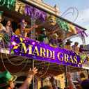 Mardi Gras Banner 78x17 Inch Mardi Gras Decorations Purple Gold Party Hanging Banner Sign for Carnival Party Indoor Outside Decor