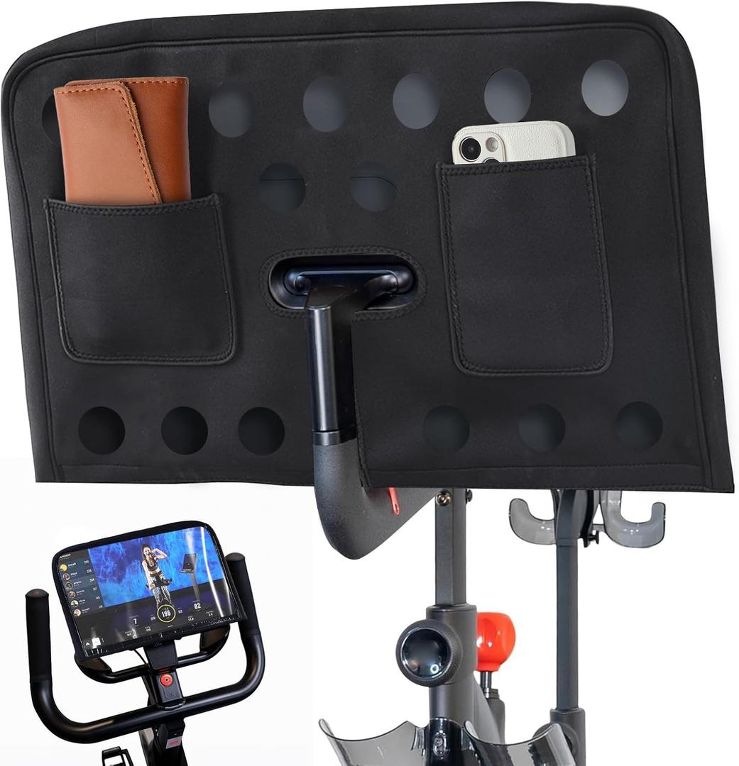 Neoprene Screen Cover For Peloton Exercise Bike Plus & Tread & Row, Upgraded Monitor Cover with Mobile Phone Pocket and Wallet Pocket,Waterproof,Anti-Dirt,Damage Prevention,Accessories for Treadmill