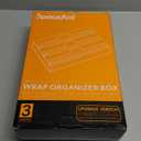 SpaceAid WrapNeat 3 in 1 Wrap Organizer with Cutter and Labels, Plastic Wrap, Aluminum Foil and Wax Bamboo Dispenser for Kitchen Storage Organization Holder for 12" Roll (Natural, 3-Slot)