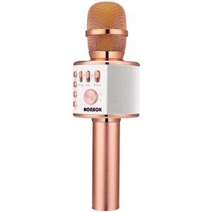 BONAOK Wireless Bluetooth Karaoke Microphone,3-in-1 Portable Handheld Karaoke Mic Speaker Machine Home Party Birthday for All Smartphones PC(Q37 Rose Gold)