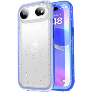 SPORTLINK for iPhone Air Waterproof Case - Shockproof Dustproof Case with Built-in Screen Protector, Full Body Heavy Duty Sealed Protective Cover for iPhone Air 6.5" Blue/Frosted Clear
