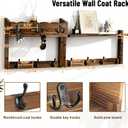 28" Coat Rack Wall Mount with Shelf, Entryway Key Holder Wall Mount Wood Wall Coat Hooks with 7 Hooks 3 Key Hanger, Wall Mounted Coat Rack Mail Holder for Living Room, Bedroom
