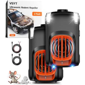 2 Packs Rodent Repellent for Car Engines Ultrasonic Mouse Pest Bat Repeller for Car Under Hood Keep Rat and Mice Out of Vehicle, Automobile, Truck, Garage, Barn, Indoor