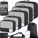 BAGAIL 9 Set Packing Cubes with Packing List Luggage Packing Organizers for Travel Accessories (Black)