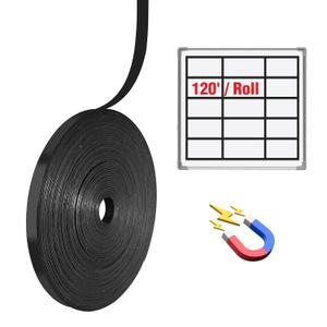 Magnetic Whiteboard Tape for Office,Fine Line Gridding Tape - 1/5 in x 40 yd x 24 mil, High Energy Thin Strip Magnets,Black 120 Feet