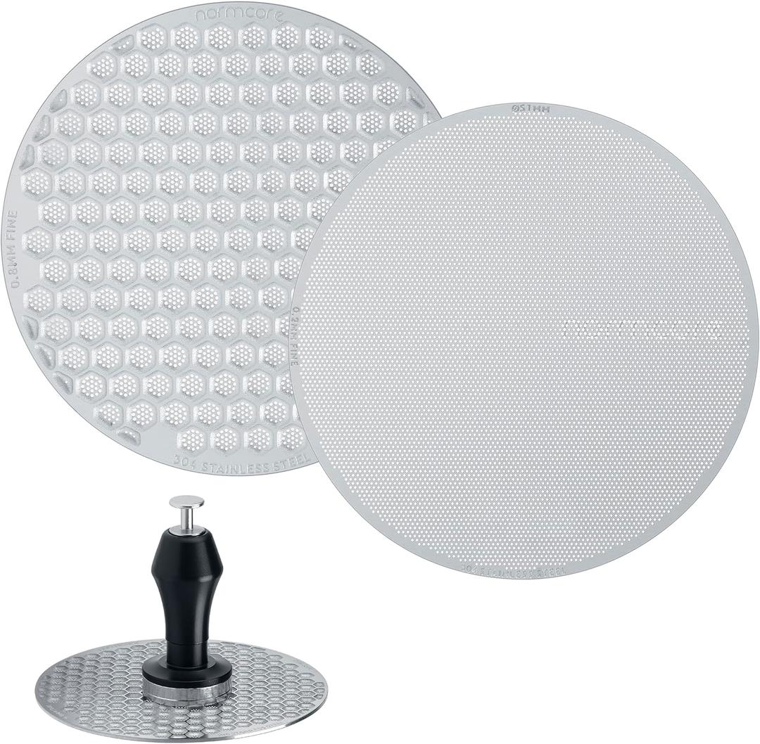 Normcore 51mm Magnetic Puck Screen Kit - 0.2mm Ultra-Thin, 0.8mm Standard Espresso Filter Screens with Magnetic Pin and Stand - 304 Stainless Steel Reusable Metal Coffee Filter for Portafilter Basket