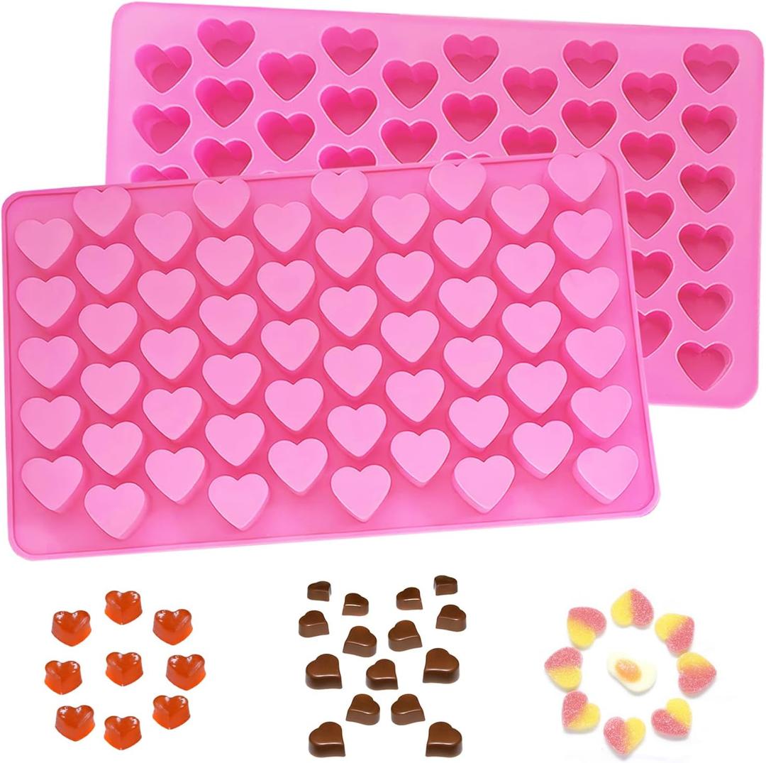 2 Pcs Heart Silicone Molds,Gummy Molds,Nonstick Food Grade Silicone,for Baking Chocolate Jelly Cake Candy