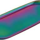 Stainless Steel Decorative Storage Organizer Plate Dish Plate Tea Tray Fruit Trays for Jewelry, Fruit, Food, Makeup Cosmetic, Towel, Perfume, Candle Trimmer, Multi-Color, Oval, 9.06" x 3.7"