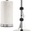 Stainless Steel Paper Towel Holder Designed for Easy One-Handed Operation - This Sturdy Weighted Paper Towel Dispenser Countertop Model Has Suction Cups and Holds All Paper Towel Rolls (Silver)