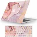 Fancity Case Compatible with MacBook Pro 15 Inch with Touch Bar, Slim Rubberized Hard Plastic Case Cover with Keyboard Cover for A1707 A1990 Mac Pro 15 Inch 2016-2019, Pink Marble