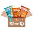 Quest Nutrition Cheese Lovers Variety Pack, Nacho Tortilla Style Protein Chips x4, Cheddar & Sour Cream Chips x4, Cheddar Blast Crackers x4, 12 Count BB: 02/20/26