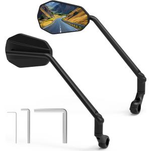 Diyife Bike Mirror, [Long Arm] 2 Pcs HD Wide Angle Large Bicycle Mirrors for Handlebars, 360°Adjustable Antishake Bicycle Rear View Mirror, Bike Accessories for Ebike Scooter Mountain Road Bike