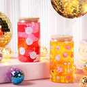 2 Pcs Era Theme Glass Tumbler Gifts 16 oz Can Shape Drinking Glass Cups with Lids and Straws Funny Era Themed Gifts Iced Coffee Mug Water Bottle for Christmas Graduation Birthday Supplies