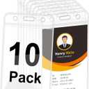 KTRIO 10 Pack Clear Vertical ID Badge Holder with Resealable Zip, Waterproof Card Holder for ID Cards, RFID Cards, Proximity Cards and Credit Cards
