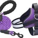 Haapaw Essential Dog Harness, No Pull Pet Vest with 3 Leash Clips, No Choke, Reflective, Adjustable and Padded, for Easy Walking and Training for Medium Dogs(M, Purple)