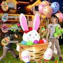 HZGDEJTG 3.5FT Easter Outdoor Inflatable Decoration: Bunny on a Flower Basket, with Built-in LED Lights, Suitable for Lawns, Gardens, and Patios.