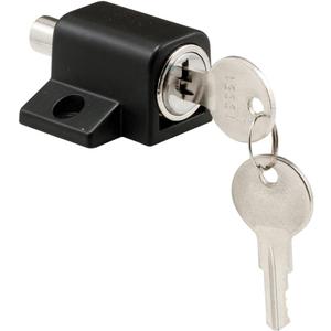 Prime-Line S 4005 Push-In Sliding Door Keyed Lock, 1 In., Diecast and Steel Components, Black Painted Finish (Single Pack)