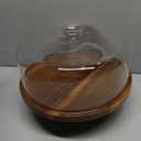 Yangbaga Glass Cake Stand with Lid,11in Wooden Rotating Cake Stand with Dome Cover, Cake Plate Display Server Tray for Birthday Kitchen Party