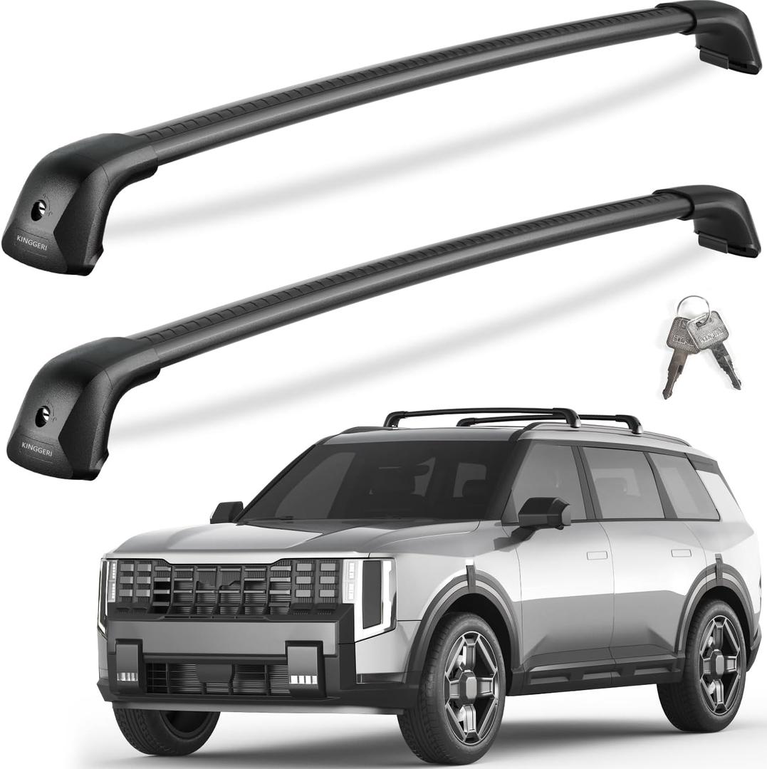 KINGGERI 330lbs Roof Rack Cross Bars for Kia Telluride 2026 2027 | with Flush Side Rails, Lockable Heavy Duty Rooftop Aluminum Roof Rails Crossbars Cargo Anti-Theft Luggage Accessories