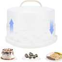 12 Inch Cake Carrier with Lid and Handle  Heavy-Duty Cake Container for Baking Events & Outdoor Trips | Adjustable Height,Portable Food Cake Carrier Storage Solution for Picnics & Camping (White)