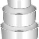 E-far Deep Cake Pan Set Of 3 (6 Inch/8 Inch/9 Inch), Stainless Steel Round Layer Cake Baking Pans, Metal Tier Cake Tins for Wedding Birthday, Leak Proof & Straight Side, Non-toxic & Dishwasher Safe
