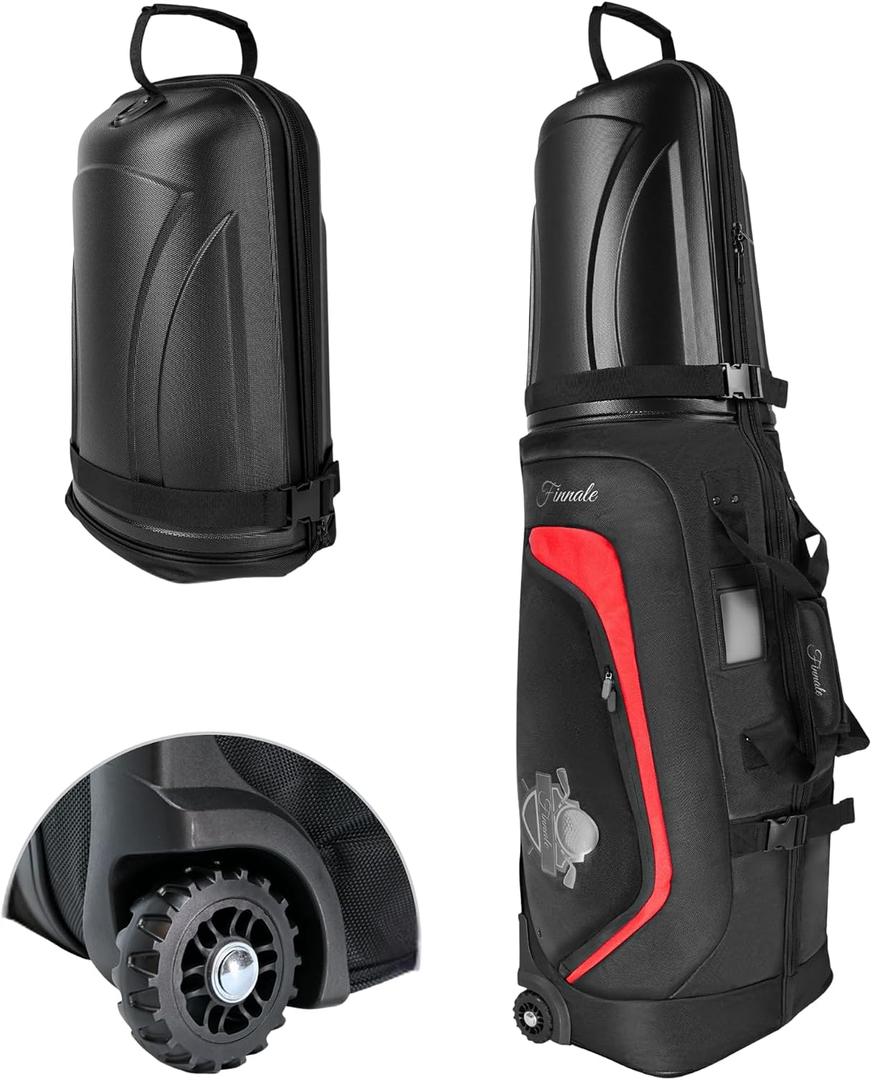 Golf Travel Bags for Airlines with Wheels, Hard Case Top, 1680D Ballistic Nylon, and Tank Wheels - Dust Bag Included - Light & Easy to Maneuver Waterproof Golf Club Protection
