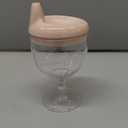 Irenare 1 Pcs Baby Wine Sippy Cup Plastic Goblet Cup No Spill Wine Glass Baby Sippy Goblet Glass Beverage Mug Milk Bottle with Lid for Kids (Pink)