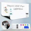 ZHIDIAN 0.5mm Thick Magnetic Whiteboard Sticker 150x90cm DIY Dry Erase Board Sheets Whiteboard Paper Wall with 4 Markers + 4 Magnets + cloth + Adhesive Tape, Non-Adhesive Back (150x90cm)