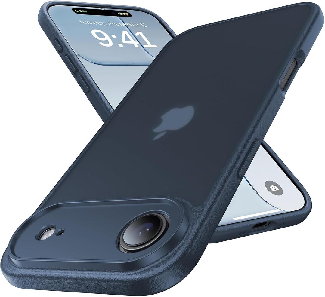 for iPhone 17 Air Case, [Ribbed Non-Slip Sides] [Military-Grade Drop Protection] [Full Camera Protection] Anti-Yellow Soft-Touch Shockproof Slim Phone Case for iPhone 17 Air, Midnightblue