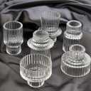 Clear Candlestick Holders 12PCS Ribbed Glass Taper Candle Holders for Tealight Stick Candles Table Centerpieces Thanksgiving Christmas Indoor and Outdoor Decorations